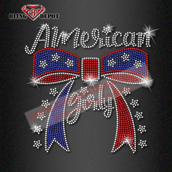 July 4th USA Independence Day Heat Transfer America Rhiestone Transfer